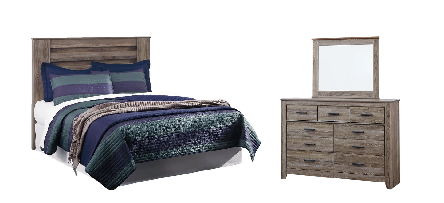 Zelen Queen/Full Panel Headboard with Mirrored Dresser Premier Furniture & Mattress