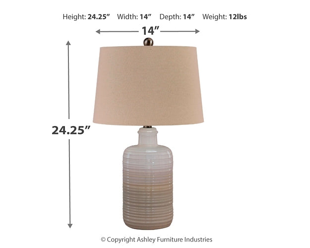 Marnina Ceramic Table Lamp (2/CN) - Premier Furniture & Mattress