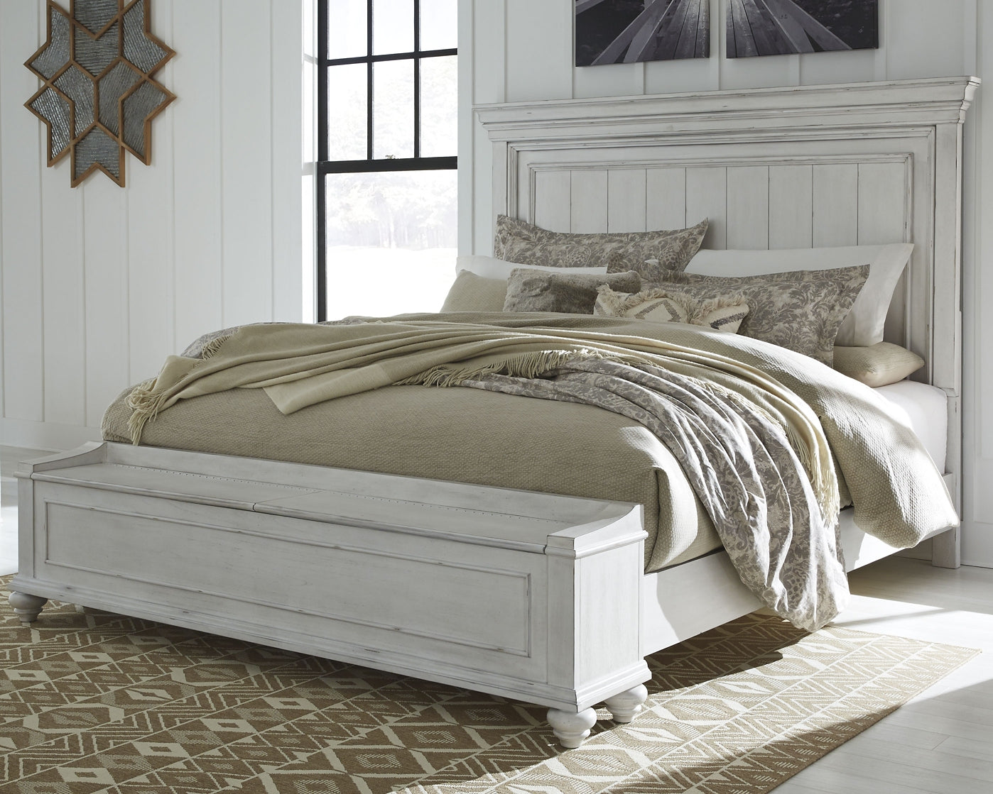 送料無料 百貨店 Panel Kanwyn Bed Bench Storage With その他