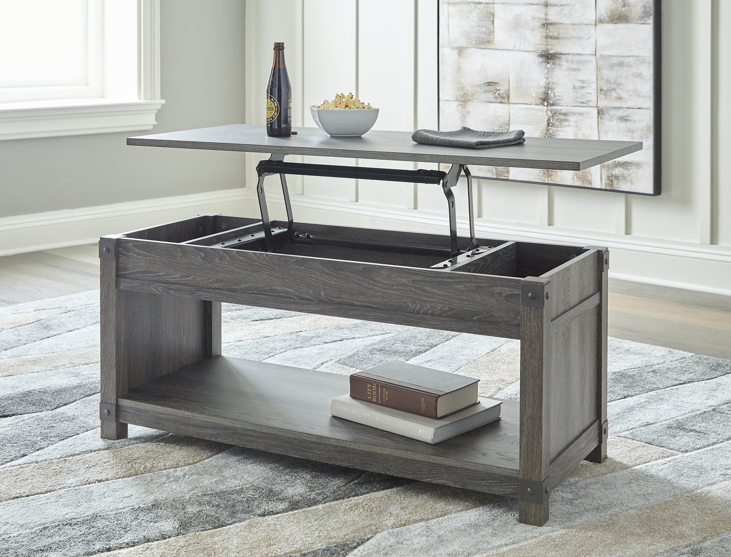 Freedan Rect Lift Top Cocktail Table - Premier Furniture & Mattress