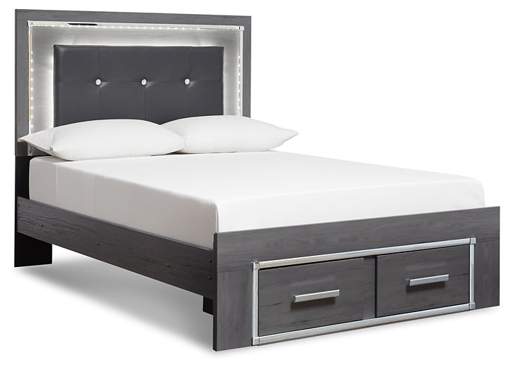 Lodanna Full Panel Bed with 2 Storage Drawers with Mirrored Dresser and Chest - Premier Furniture & Mattress