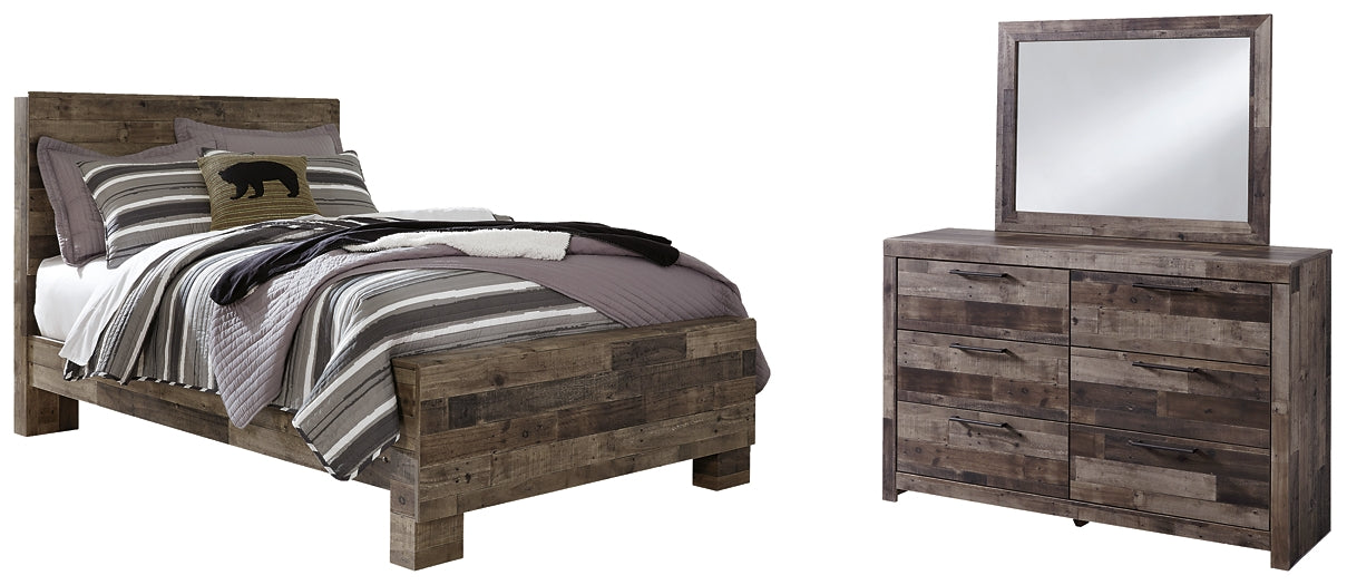 Derekson Full Panel Bed with Mirrored Dresser - Premier Furniture & Mattress