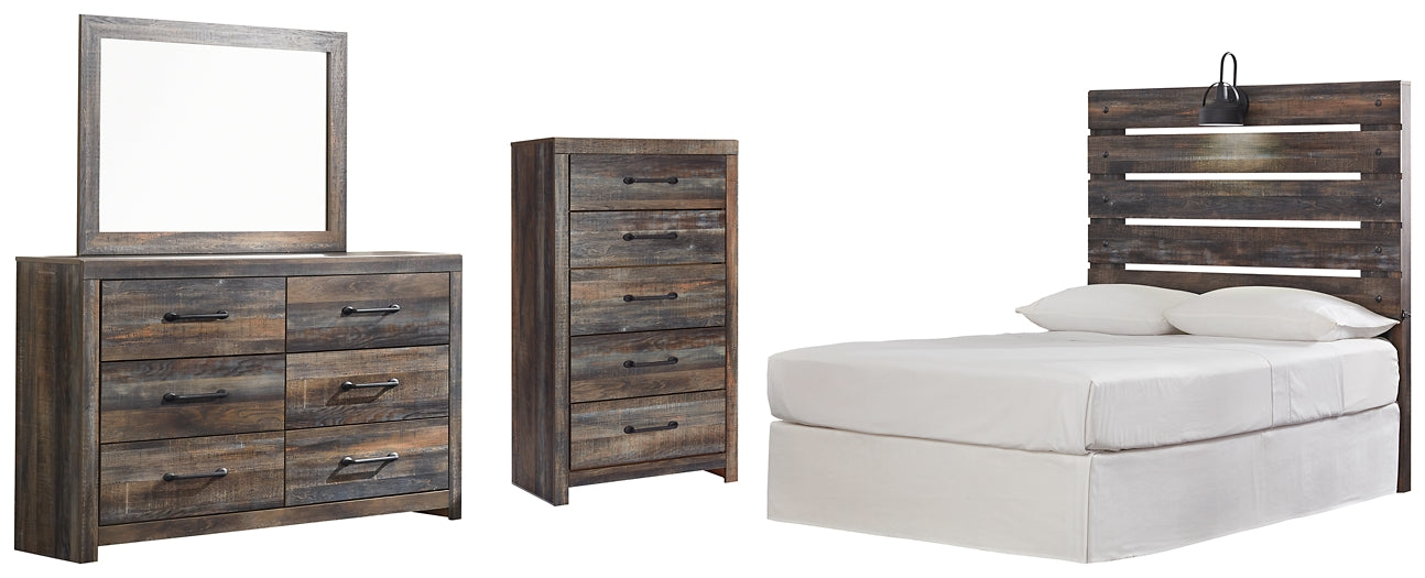 Drystan Full Panel Headboard with Mirrored Dresser and Chest - Premier Furniture & Mattress