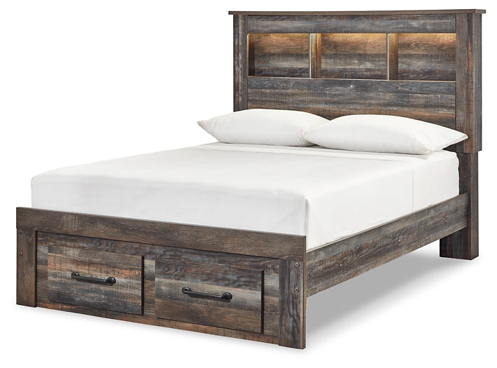 Drystan Full Bookcase Bed with 2 Storage Drawers with Mirrored Dresser, Chest and Nightstand - Premier Furniture & Mattress