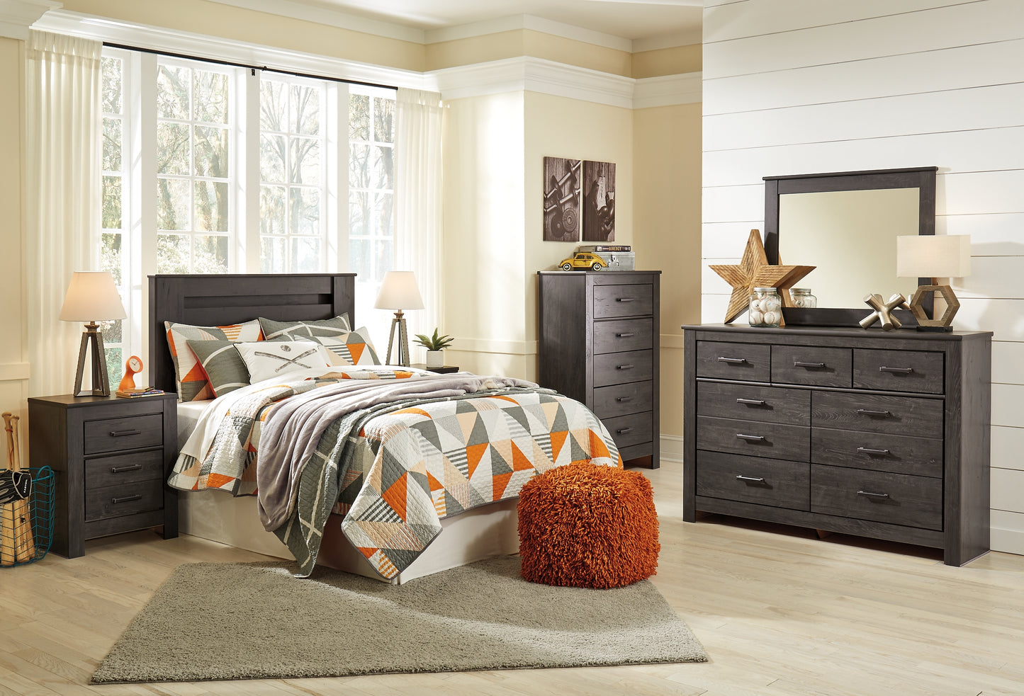 Brinxton Full Panel Headboard with Mirrored Dresser and Chest - Premier Furniture & Mattress