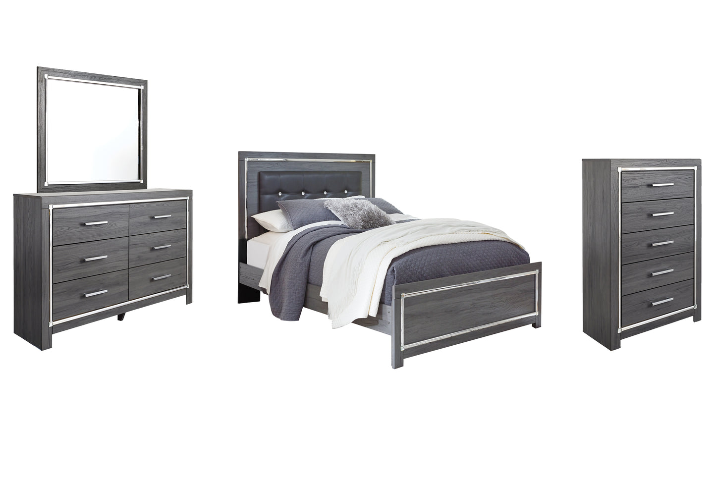 Lodanna Queen Panel Bed with Mirrored Dresser and Chest - Premier Furniture & Mattress
