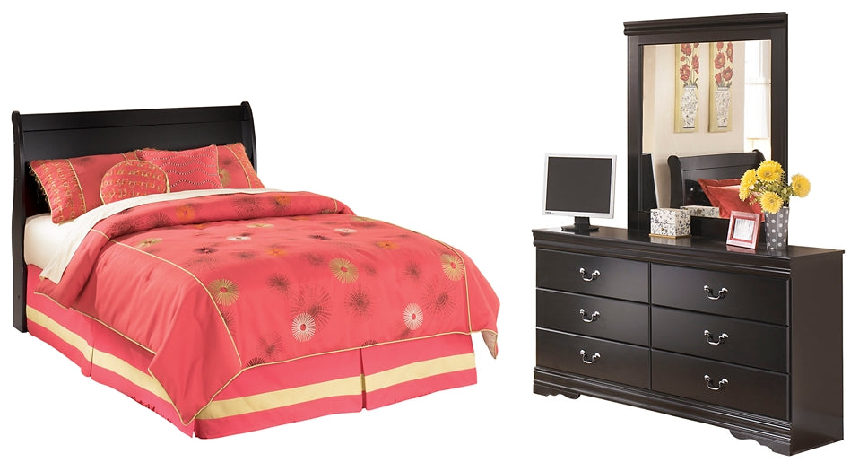 Huey Vineyard Full Sleigh Headboard with Mirrored Dresser - Premier Furniture & Mattress