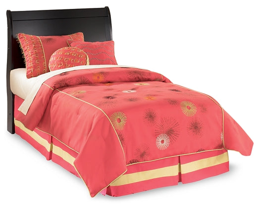 Huey Vineyard Twin Sleigh Headboard with Mirrored Dresser - Premier Furniture & Mattress