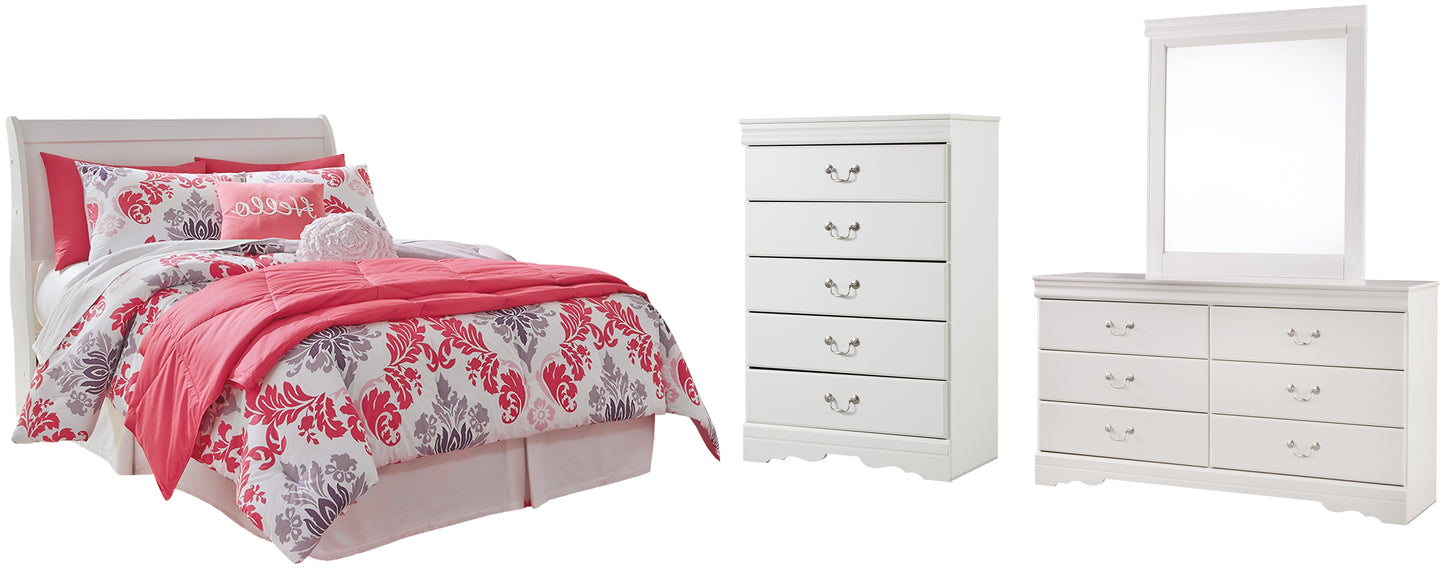 Anarasia Full Sleigh Headboard with Mirrored Dresser and Chest - Premier Furniture & Mattress