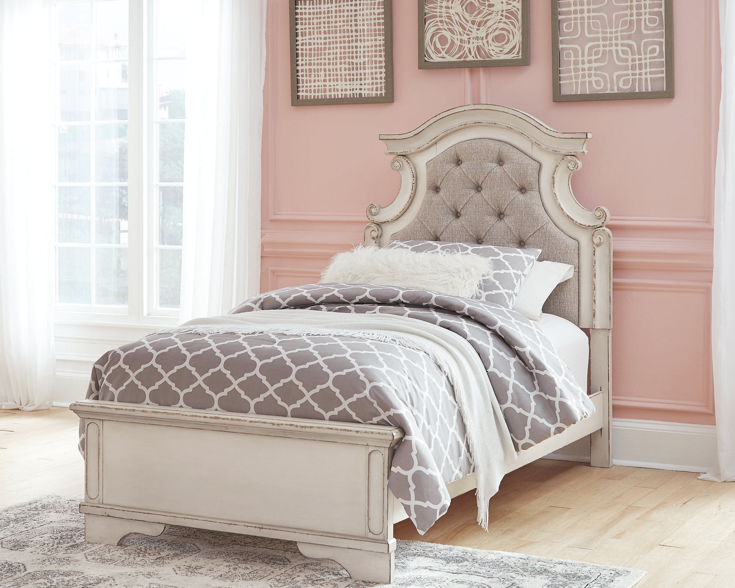Realyn Twin Panel Bed with Mirrored Dresser and Chest - Premier Furniture & Mattress