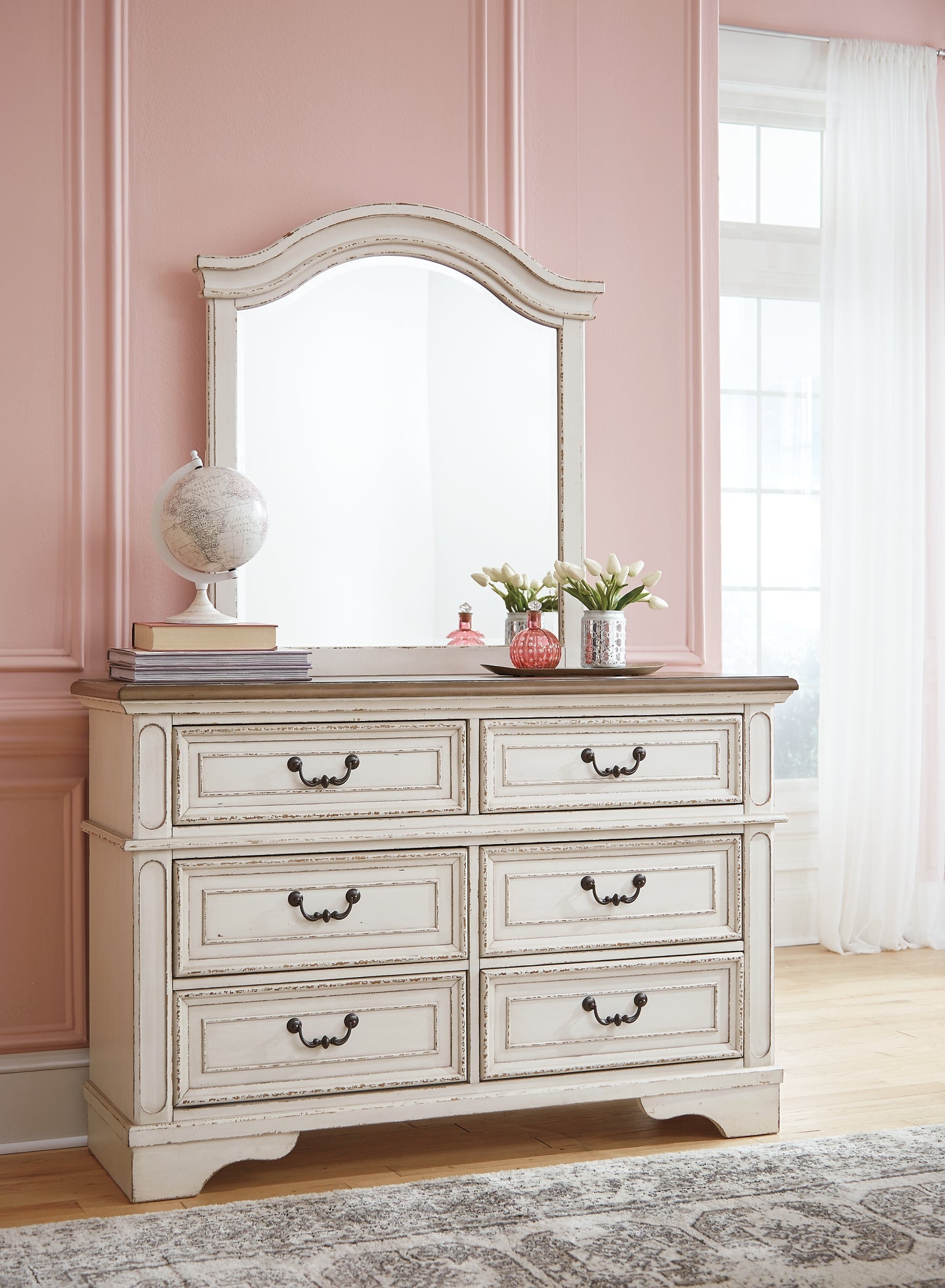 Realyn Twin Panel Bed with Mirrored Dresser and Chest - Premier Furniture & Mattress