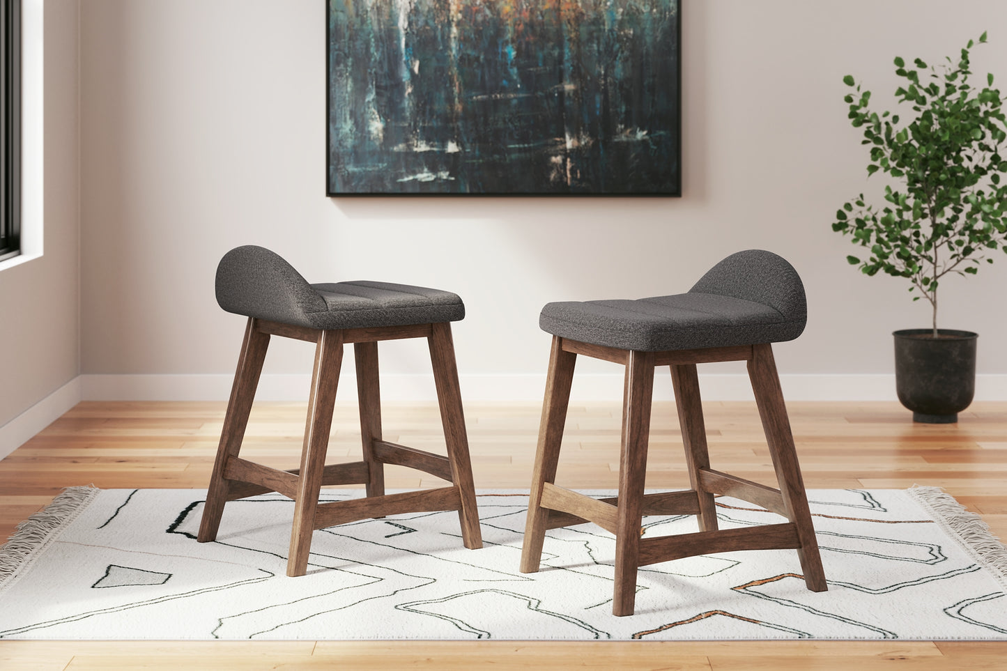 Lyncott Upholstered Barstool (2/CN) - Premier Furniture & Mattress