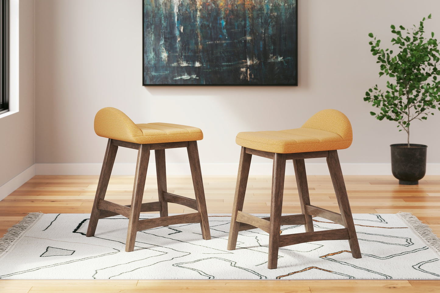 Lyncott Upholstered Barstool (2/CN) - Premier Furniture & Mattress