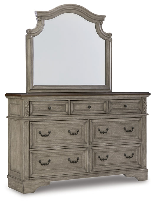 Lodenbay California King Panel Bed with Mirrored Dresser and Chest - Premier Furniture & Mattress