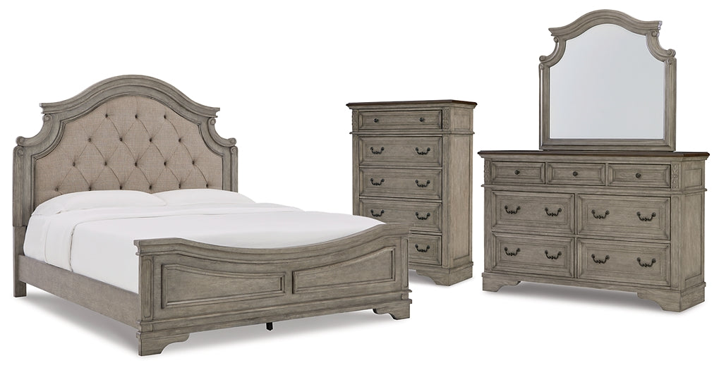 Lodenbay California King Panel Bed with Mirrored Dresser and Chest - Premier Furniture & Mattress