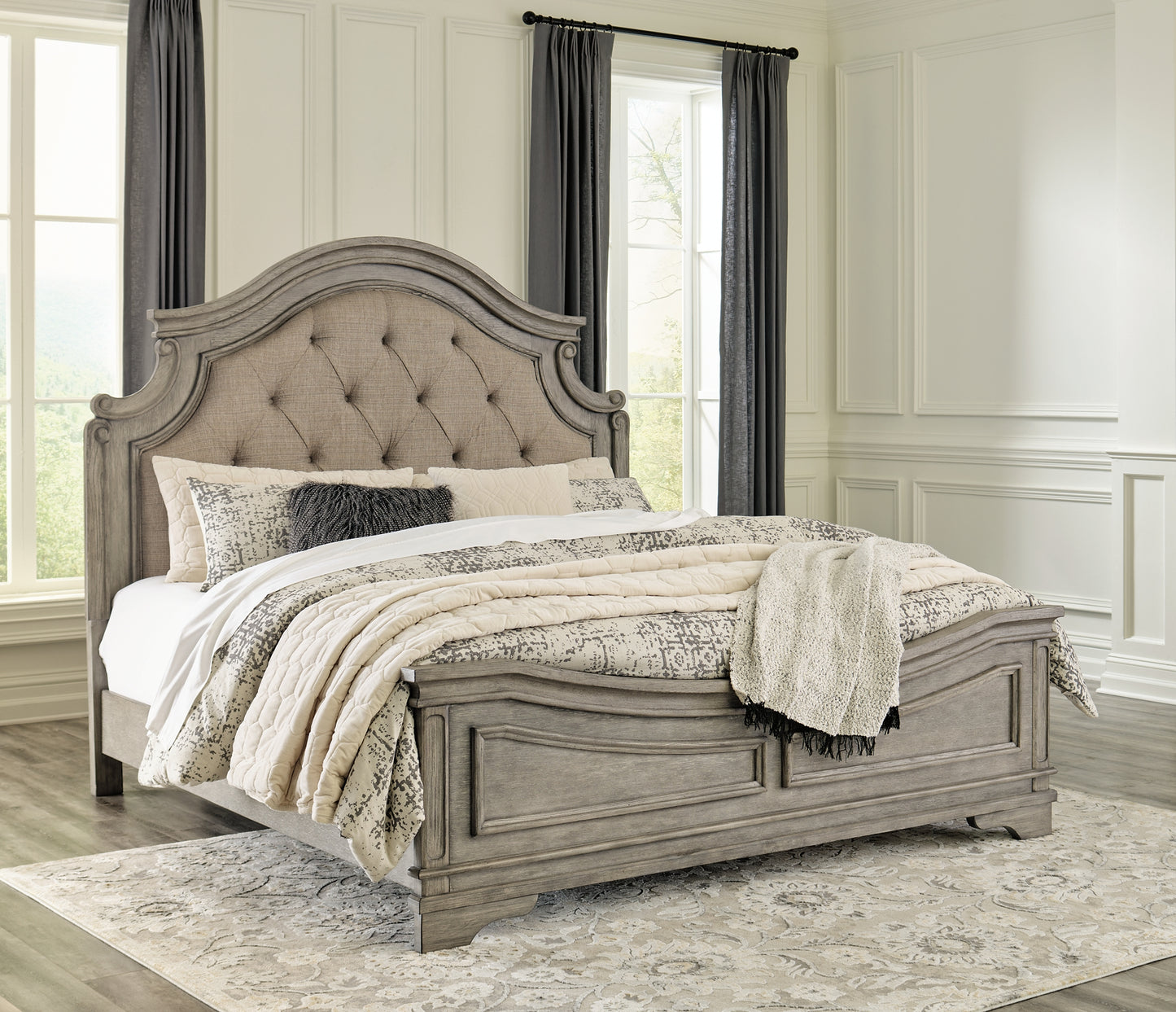 Lodenbay California King Panel Bed with Mirrored Dresser and Chest - Premier Furniture & Mattress