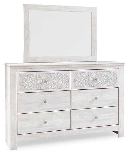 Paxberry King Panel Bed with Mirrored Dresser and Chest - Premier Furniture & Mattress