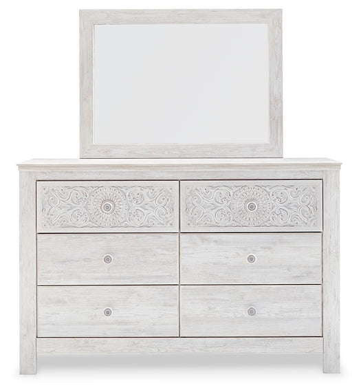 Paxberry King Panel Bed with Mirrored Dresser and Chest - Premier Furniture & Mattress
