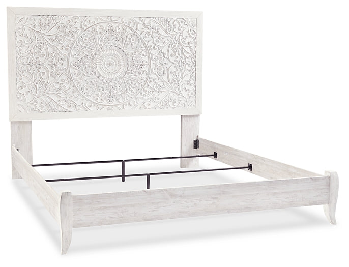 Paxberry King Panel Bed with Mirrored Dresser and Chest - Premier Furniture & Mattress