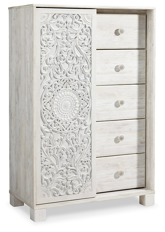 Paxberry King Panel Bed with Mirrored Dresser and Chest - Premier Furniture & Mattress