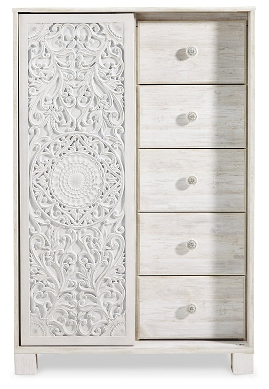 Paxberry King Panel Bed with Mirrored Dresser and Chest - Premier Furniture & Mattress
