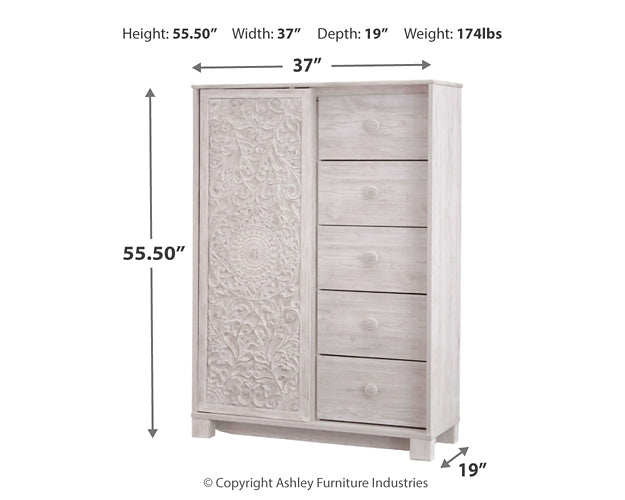 Paxberry King Panel Bed with Mirrored Dresser and Chest - Premier Furniture & Mattress