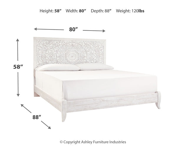 Paxberry King Panel Bed with Mirrored Dresser - Premier Furniture & Mattress