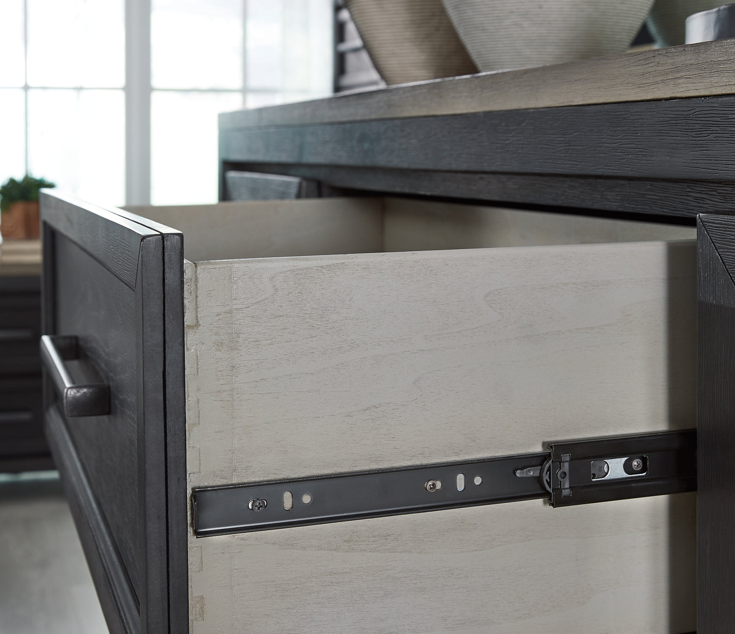Foyland King Panel Storage Bed with Mirrored Dresser, Chest and Nightstand - Premier Furniture & Mattress