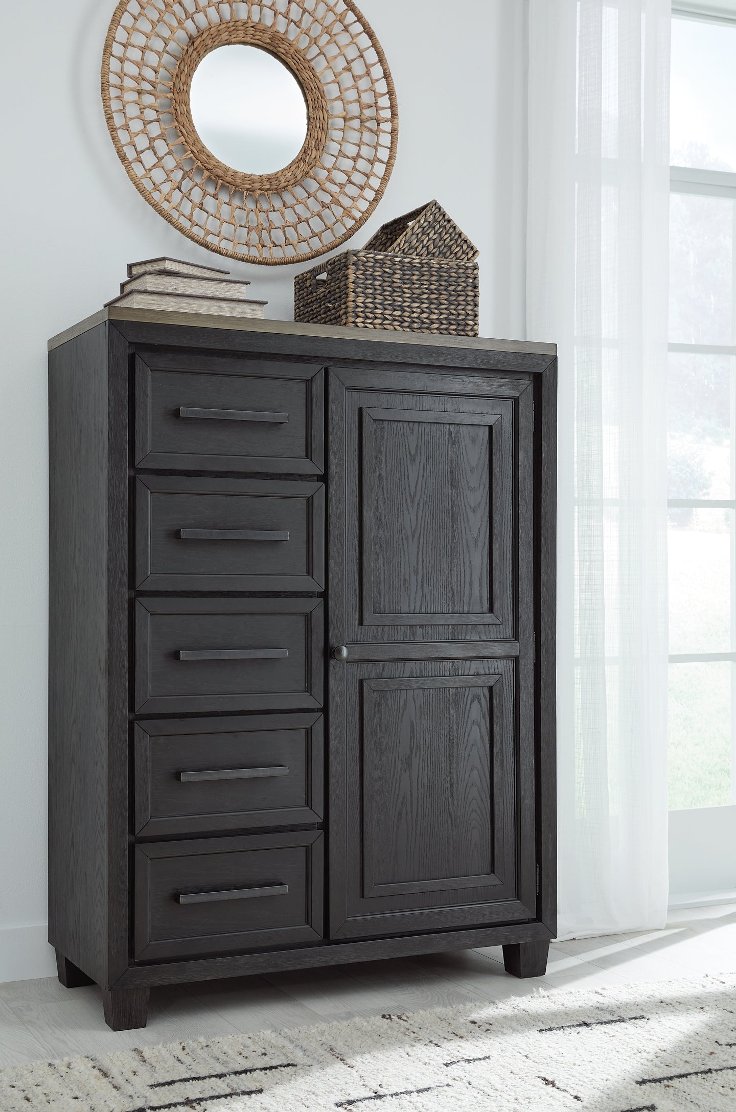 Foyland King Panel Storage Bed with Mirrored Dresser, Chest and Nightstand - Premier Furniture & Mattress