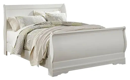 Anarasia Queen Sleigh Bed with Mirrored Dresser Premier Furniture & Mattress