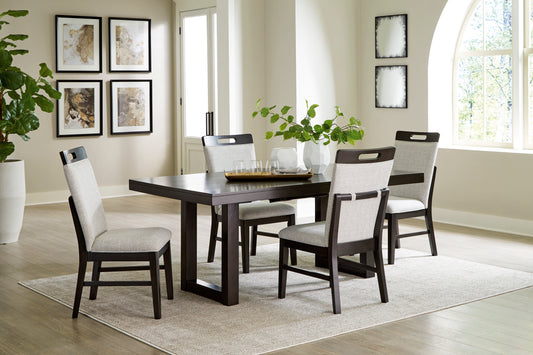 Neymorton Dining Set - Dark Grayish Brown / 5 - Piece