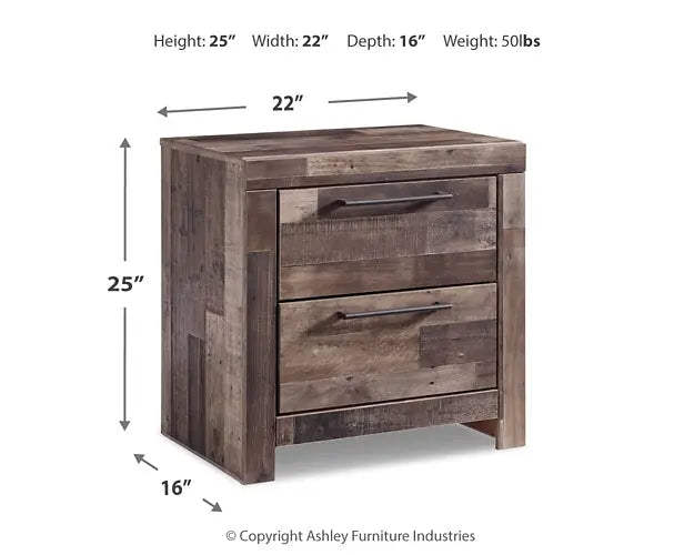 Derekson Queen Panel Bed with 2 Storage Drawers with Mirrored Dresser and Nightstand Premier Furniture & Mattress