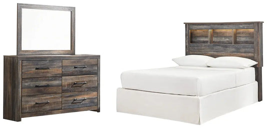 Drystan / Bookcase Headboard With Mirrored Dresser - Premier Furniture & Mattress