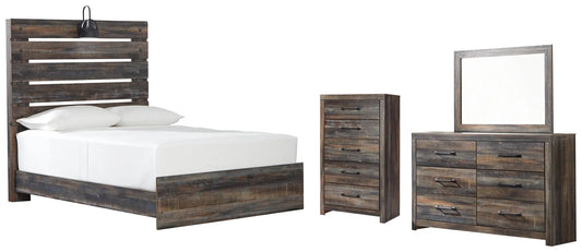 Drystan Panel Bed With Mirrored Dresser And Chest - Premier Furniture & Mattress