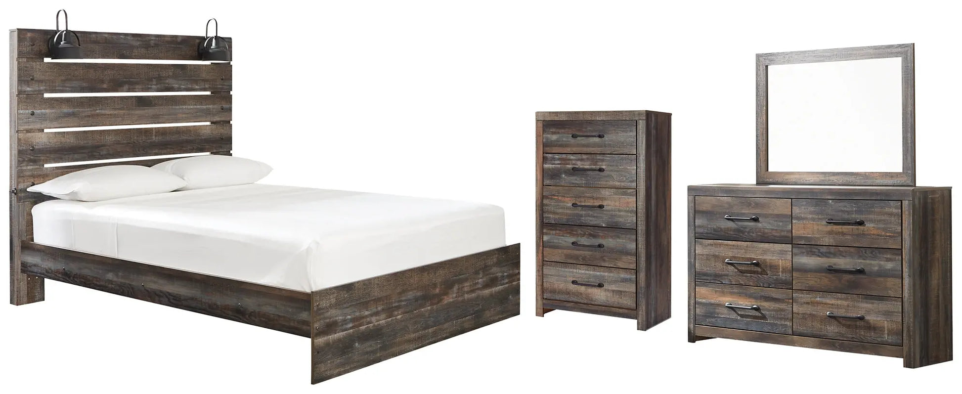 Drystan Panel Bed With Mirrored Dresser And Chest - Premier Furniture & Mattress