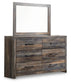 Drystan Queen Panel Bed with Mirrored Dresser and Nightstand Premier Furniture & Mattress