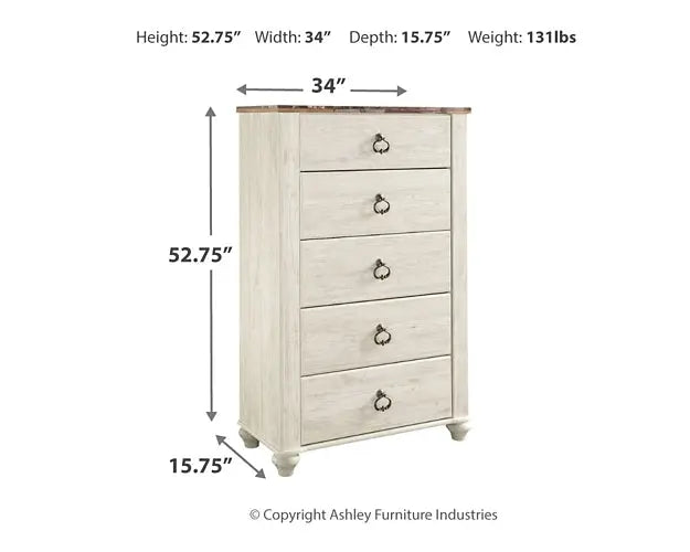 Willowton / Panel Headboard With Mirrored Dresser And Chest - Premier Furniture & Mattress
