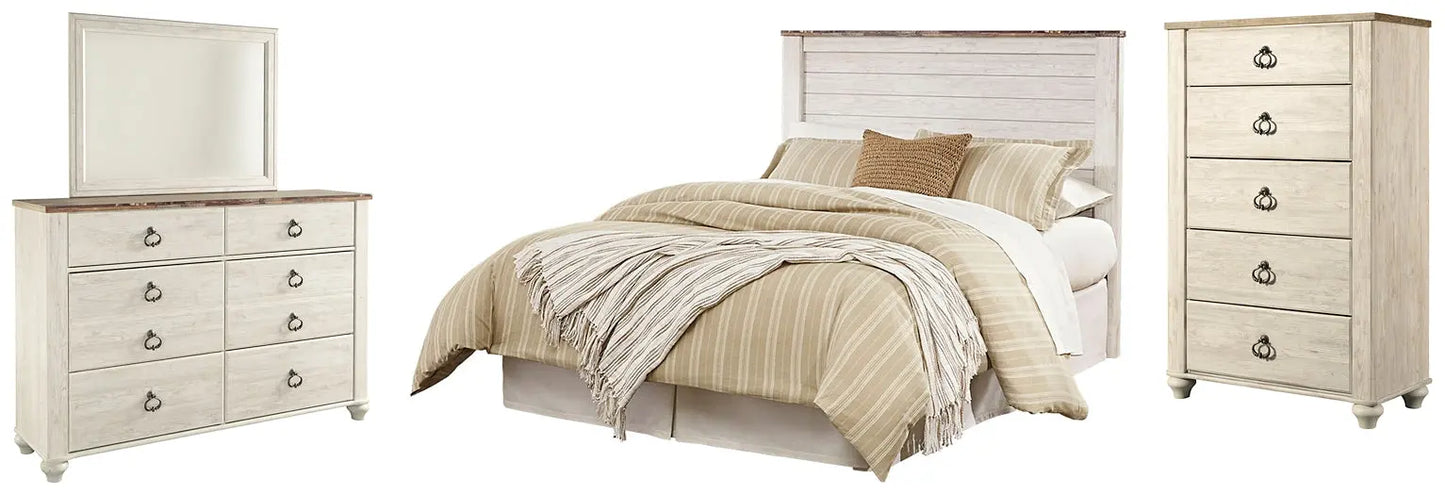 Willowton / Panel Headboard With Mirrored Dresser And Chest - Premier Furniture & Mattress