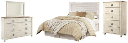Willowton / Panel Headboard With Mirrored Dresser And Chest - Premier Furniture & Mattress