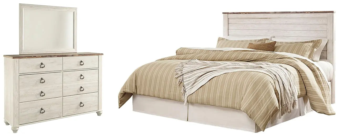 Willowton / Panel Headboard With Mirrored Dresser - Premier Furniture & Mattress