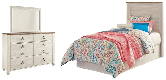 Willowton / Panel Headboard With Mirrored Dresser Premier Furniture & Mattress