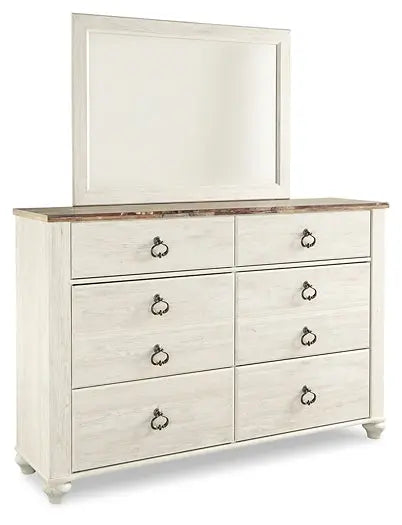 Willowton / Panel Headboard With Mirrored Dresser - Premier Furniture & Mattress
