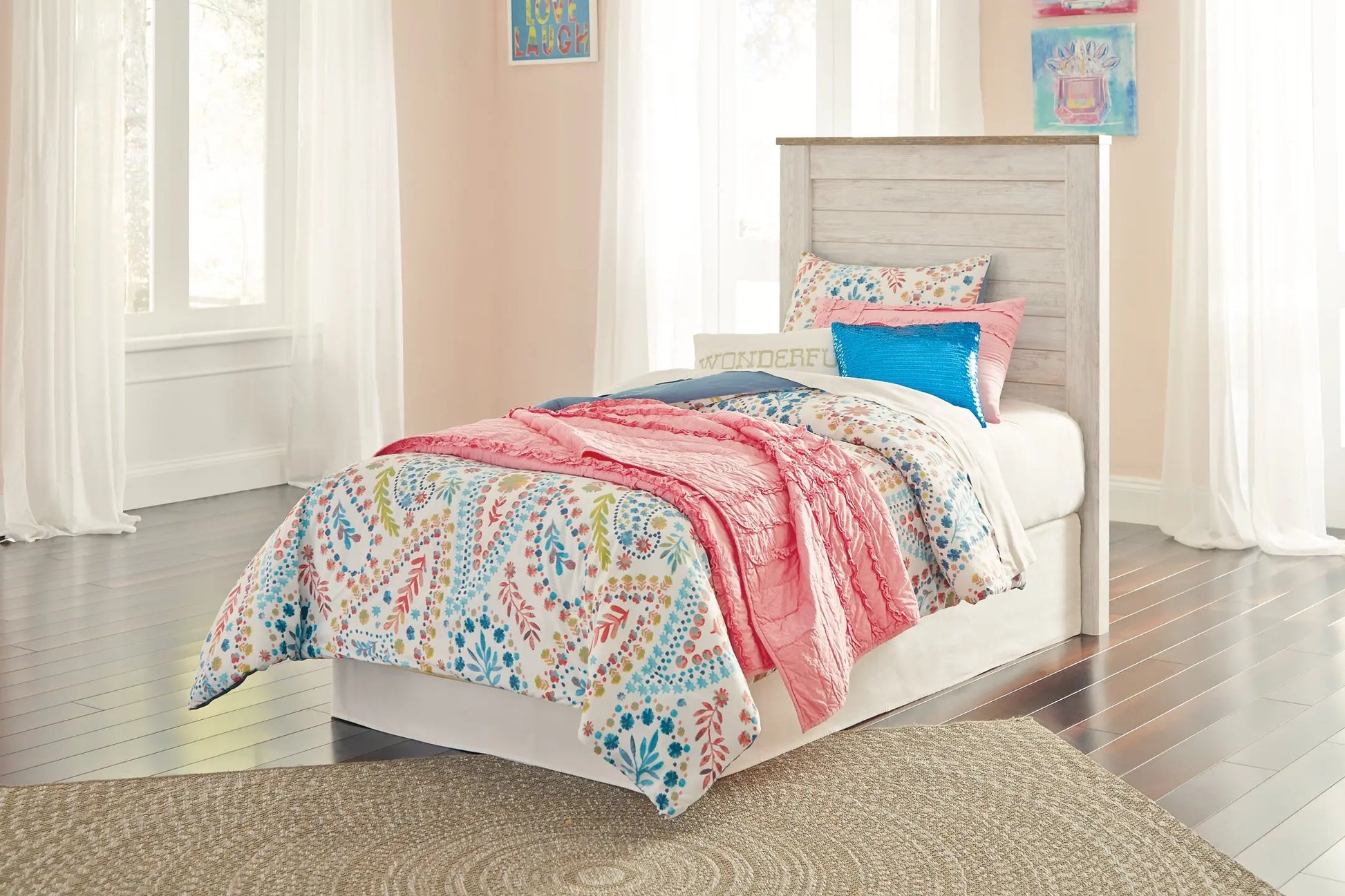 Willowton / Panel Headboard With Mirrored Dresser - Premier Furniture & Mattress