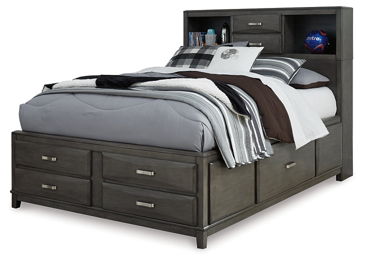 Caitbrook Storage Bed With 8 Storage Drawers With Mirrored Dresser - Premier Furniture & Mattress