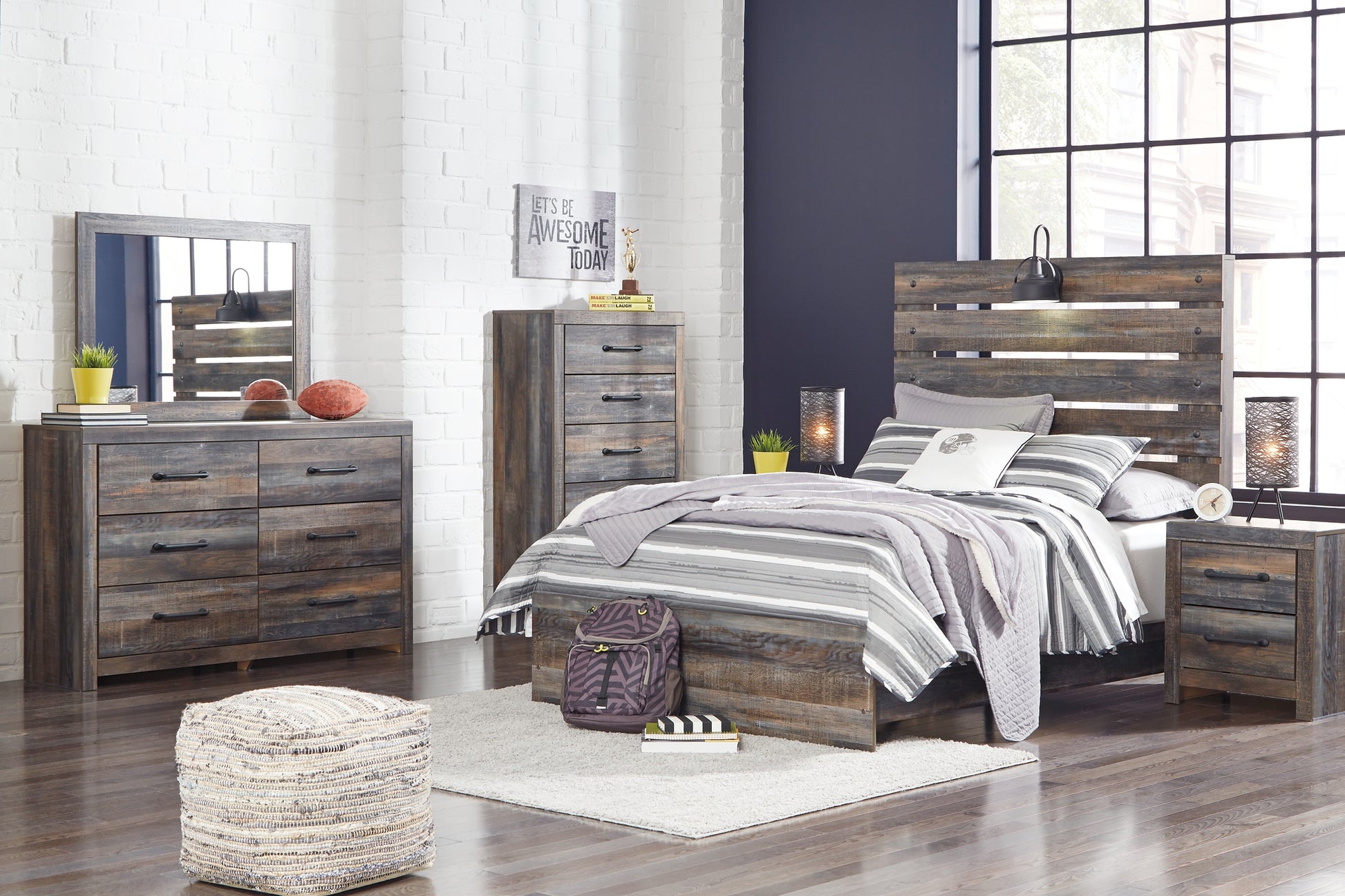 Drystan Panel Bed With Mirrored Dresser, Chest And Nightstand - Premier Furniture & Mattress