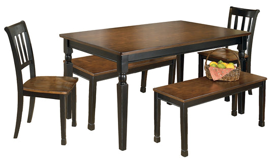 Owingsville Dining Table and 2 Chairs and 2 Benches - Premier Furniture & Mattress