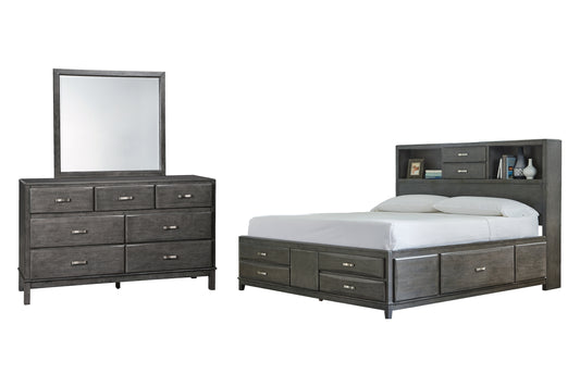 Caitbrook Storage Bed With 8 Storage Drawers With Mirrored Dresser - Premier Furniture & Mattress