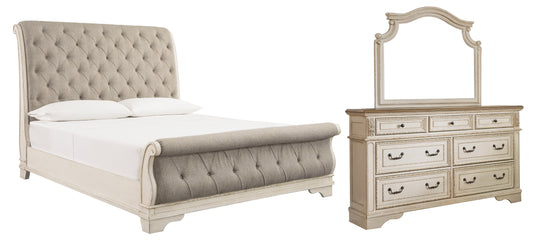 Realyn Sleigh Bed With Mirrored Dresser - Premier Furniture & Mattress