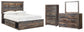 Drystan Full Bookcase Bed with 4 Storage Drawers with Mirrored Dresser and Chest - Premier Furniture & Mattress