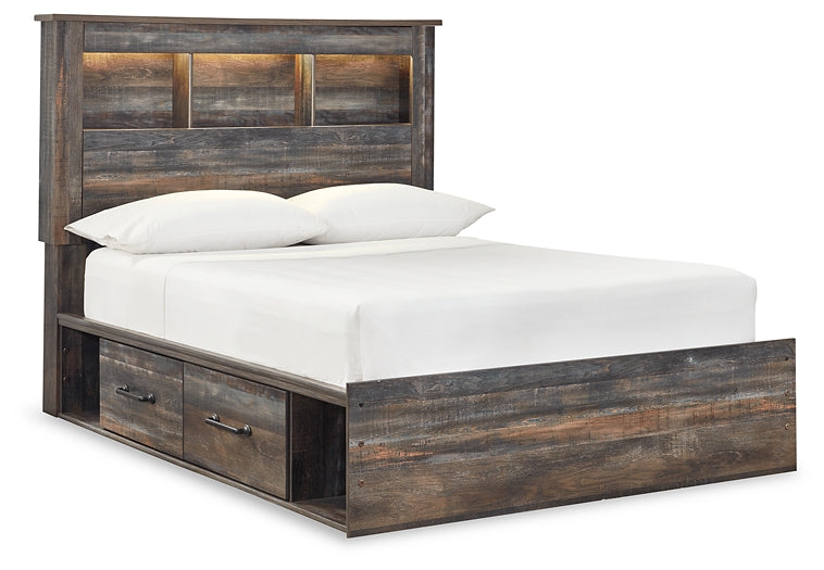 Drystan Full Bookcase Bed with 4 Storage Drawers with Mirrored Dresser and Chest - Premier Furniture & Mattress